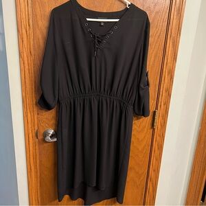 Mossimo Supply Co. Black Midi Dress with Lace-Up Detail